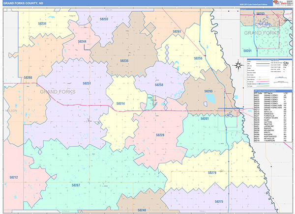 Grand Forks County, ND Wall Map